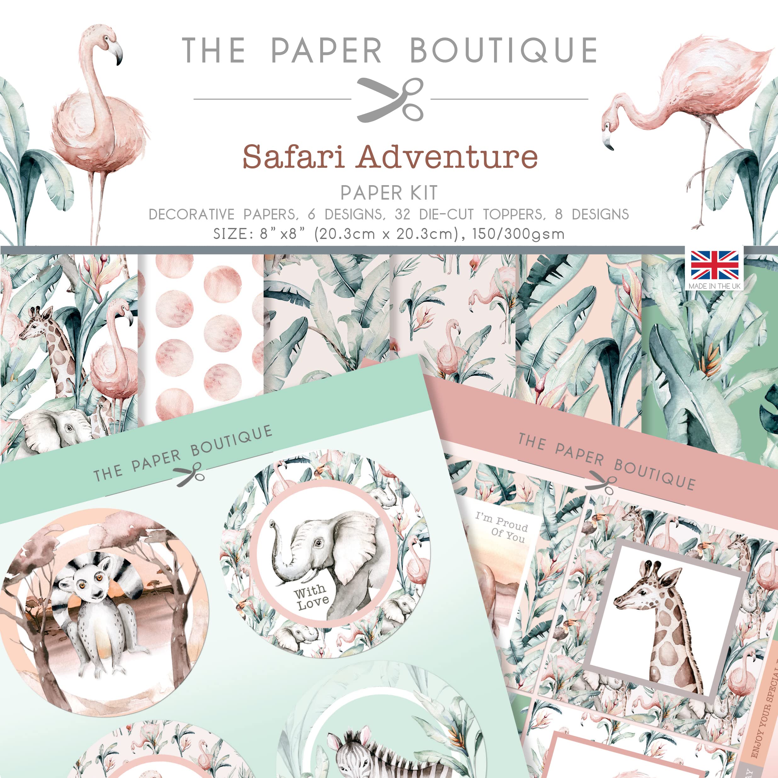 Paper Boutique Safari Adventure-Paper Kit, Multicoloured, 8 x 8 inches