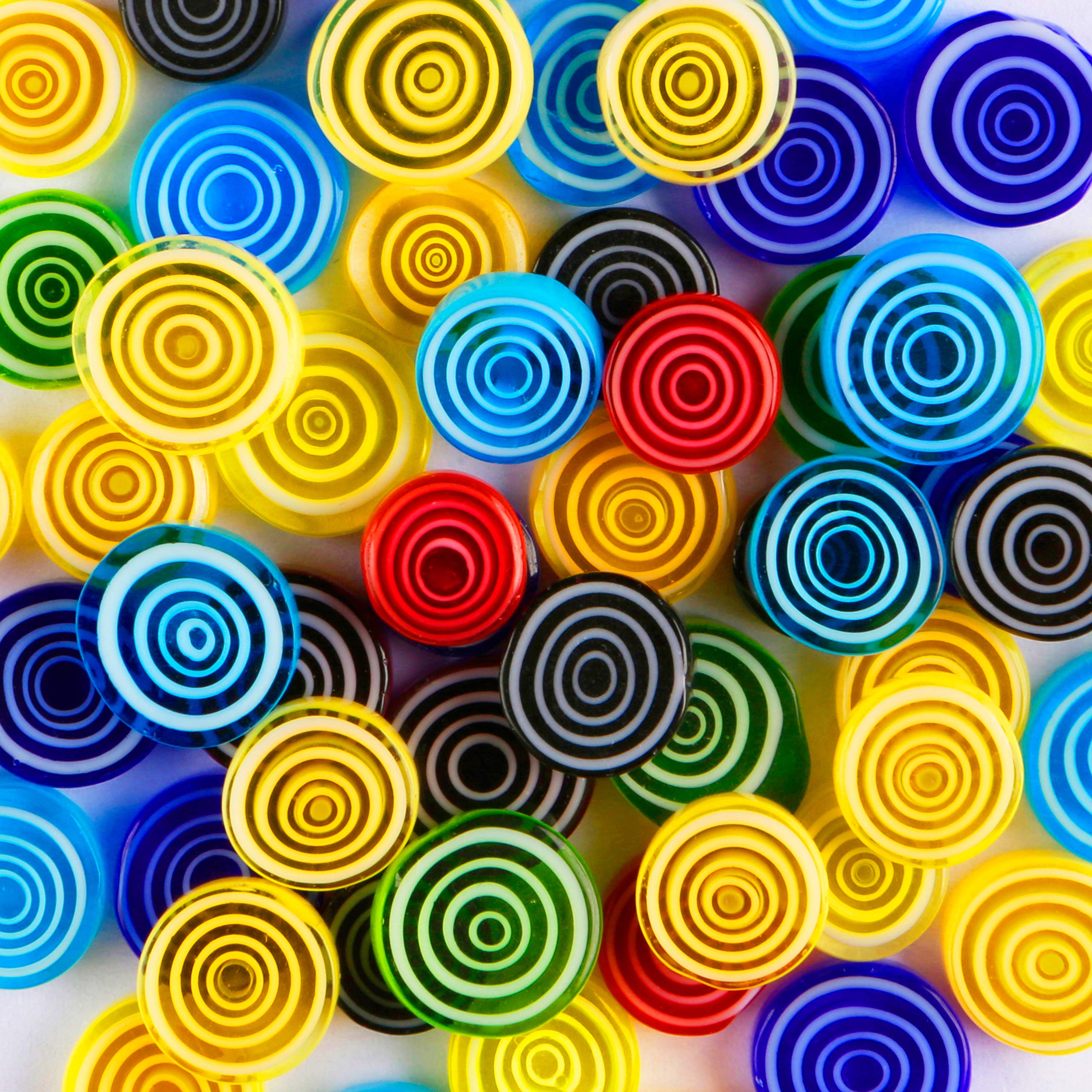 Mixed Bullseye Design Glass Millifiori Pebbles Mosaics for Arts and Crafts 50 Grams