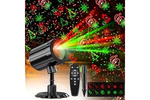 Christmas Projector Lights Outdoor, GUSODOR Red & Green Christmas Pattern Projector with Remote & Timer, IP65 Waterproof Landscape Lights for Indoor Outdoor Christmas Decorations