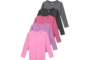 HXP 5 Pack Girls Long Sleeve Shirts Dry Fit Athletic Shirts Youth Teens Girls' Activewear 6-18 Years