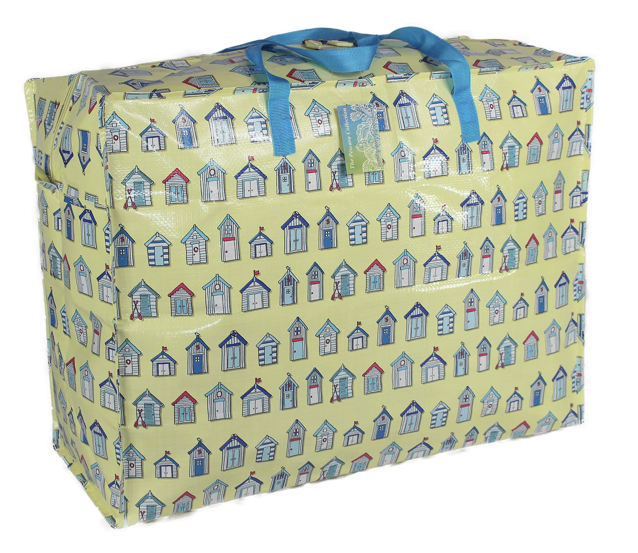 Large 65 litre Storage Bags Water & Dust Resistant. Double zipped storage bags for toys, laundry, bedding. Underbed Wardrobe Space Saver Cream Beach huts