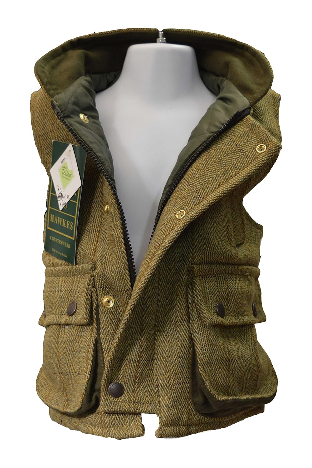 Sauge Clair Walker & Hawkes Veste sans Manches Derby Tweed ...