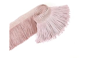 BEL AVENIR Lace Chainette Fringe Trim Polyester Tassel Trim with Hand Knitting for Home Accessories DIY Decoration (Pink, 6.8 Yard x 2 Inches)