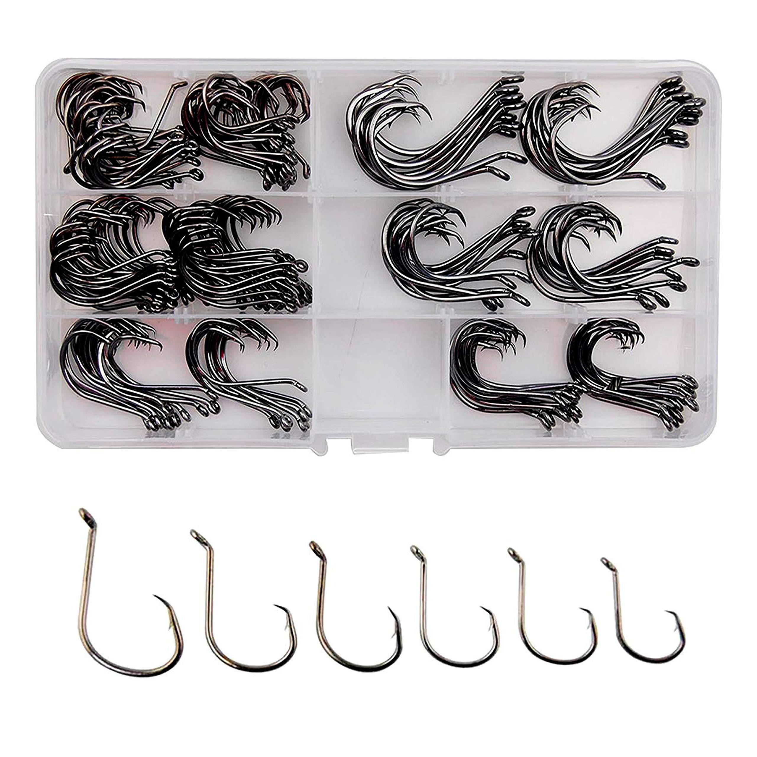Offset Circle Fishing Hooks Kit 180pcs 2X Strong Saltwater Freshwater