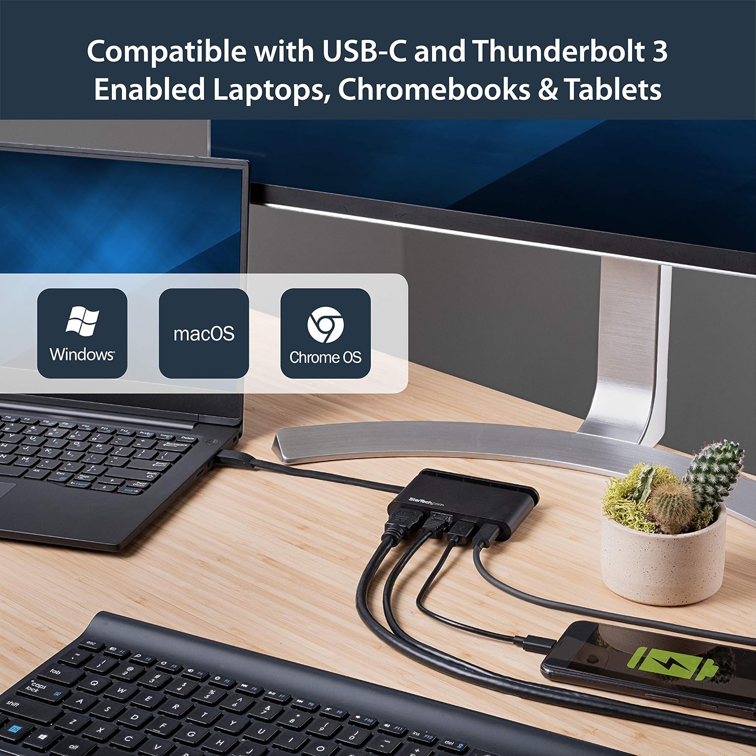 StarTech.com USB C Multiport Adapter, Portable USB-C Dock with 4K HDMI, 100W PD 3.0 Pass-Through, 1x USB-A, 1x USB-C, GbE - Image 4