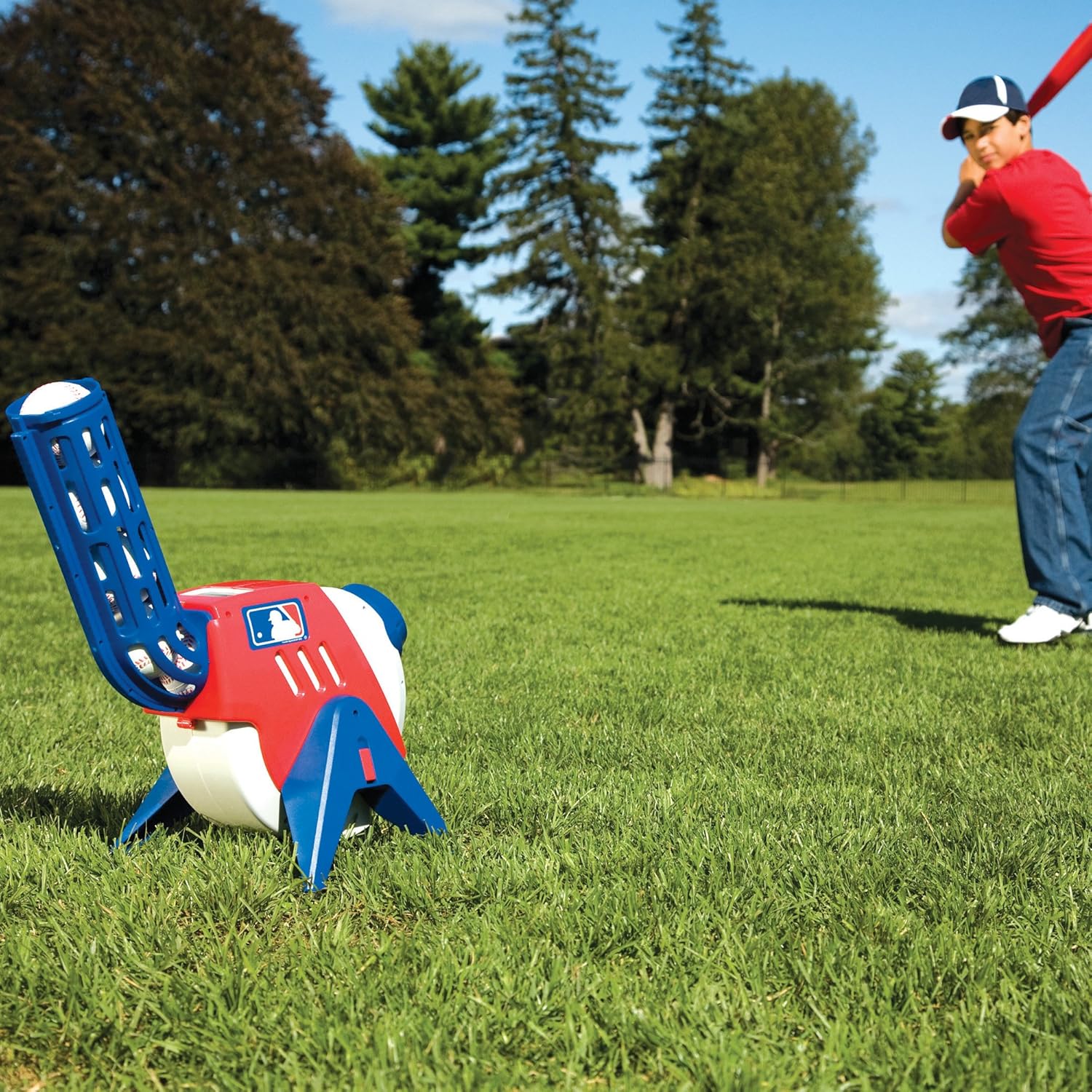 Franklin Sports Kids Pitching Machine - Plastic Baseball Pitching Machine for Kids Batting Practice - MLB Power Pitcher with Adjustable Speeds: Sports & Outdoors