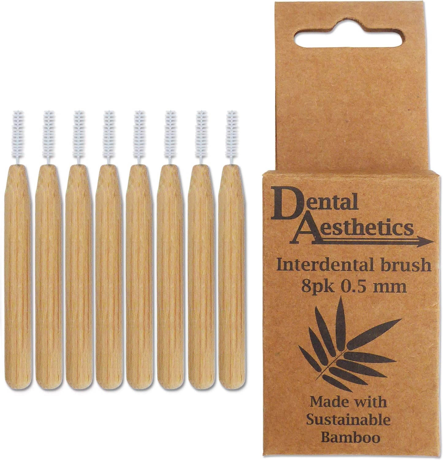 Bamboo Interdental Brushes Size 0.5mm, Bamboo Handle, Eco Friendly, 8