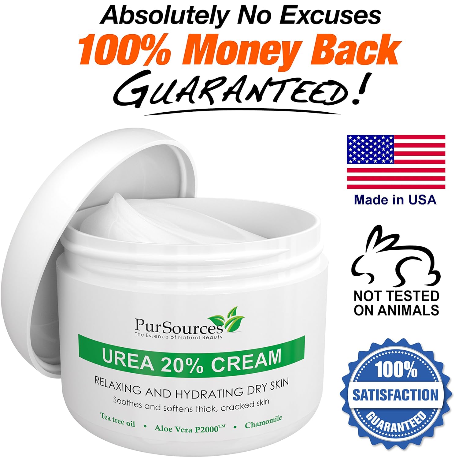 PurSources Urea 20% Healing Cream 4 oz - Best Callus Remover - Moisturizes and Rehydrates Hands, Feet and Knees to a Healthy Appearance - Soothes and Softens Thick, Cracked, Rough Dead and Dry Skin : Beauty