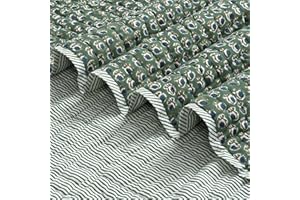 Ridhi Block Print Quilted Basil Green Throw Reversible Blanket 100% Cotton Quilt, Cover for Couch and Bed, Sage Lap Bedding Coverlet, Luxury Oversized Quilted Throw Twin 60" X 90"