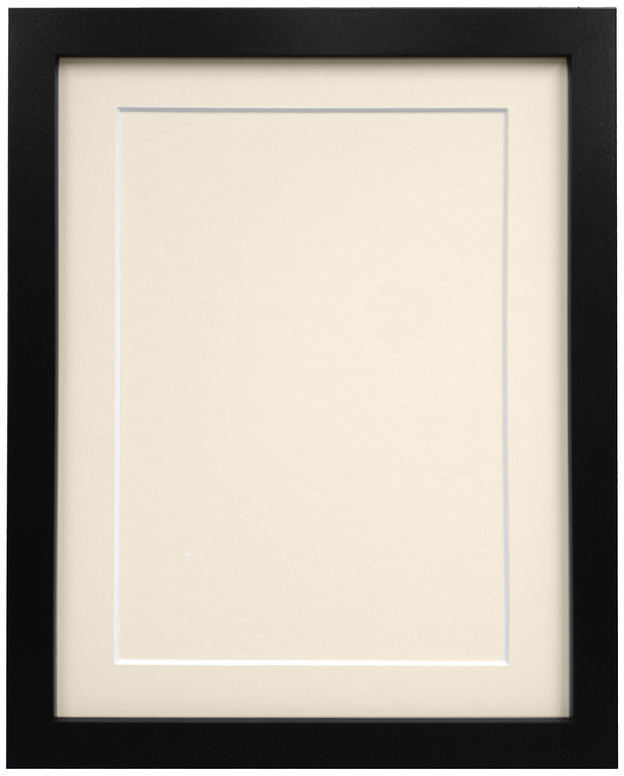 FRAMES BY POST 25mm wide H7 Black Picture Photo Frame with Ivory Mount and Backing Board 10"x8" for Pic Size 8"x6"