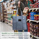 VENO 4 Pack Reusable Grocery Bags with Hard Bottom Front Pocket Gray view 3