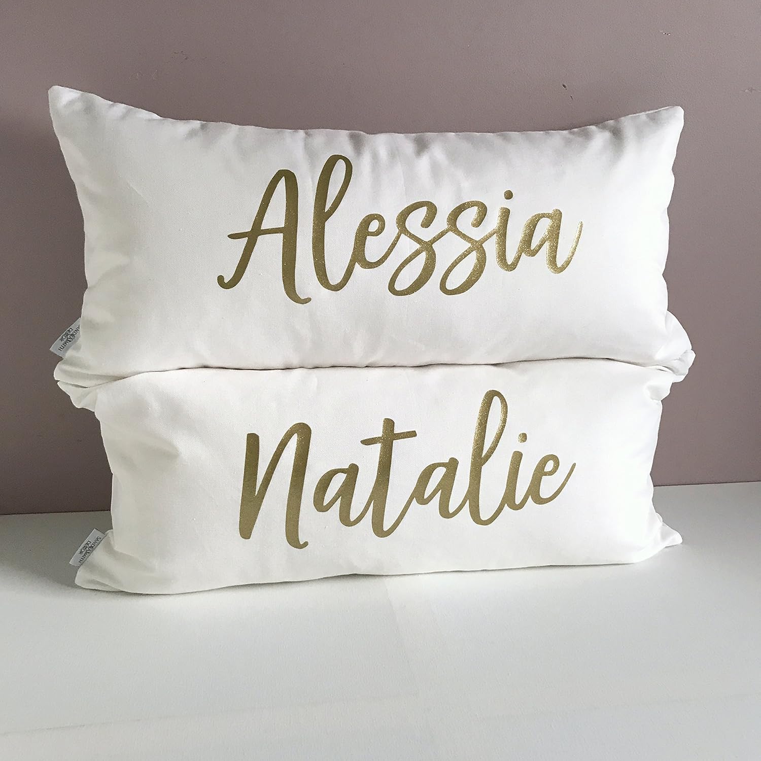 Amazon Com Personalized Luxe Name Pillow White Gold Throw
