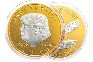 Kirpi 2 Pcs Trump Coins 2024 w Coin Case, Save America Donald Trump Gifts, Trump Merchandise, Presidential Gold Trump Coin, Patriotic Republican Gifts, Trump Stuff, Gold Plated Metal Collectible Coin