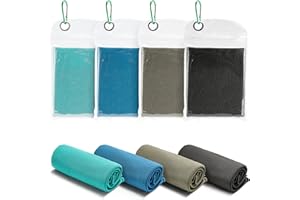 �鶹�� Basics Gym Cooling Towels for Neck and Face, Working Out, 102 cm x 31 cm, 4-Pack, Black/Gray/Aqua/Navy