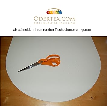 ODERTEX Premium Tischschoner rund genauer Zuschnitt Tischschutz Rutschfest Unterlage weiß wasserdicht Tischdeckenunterlage090