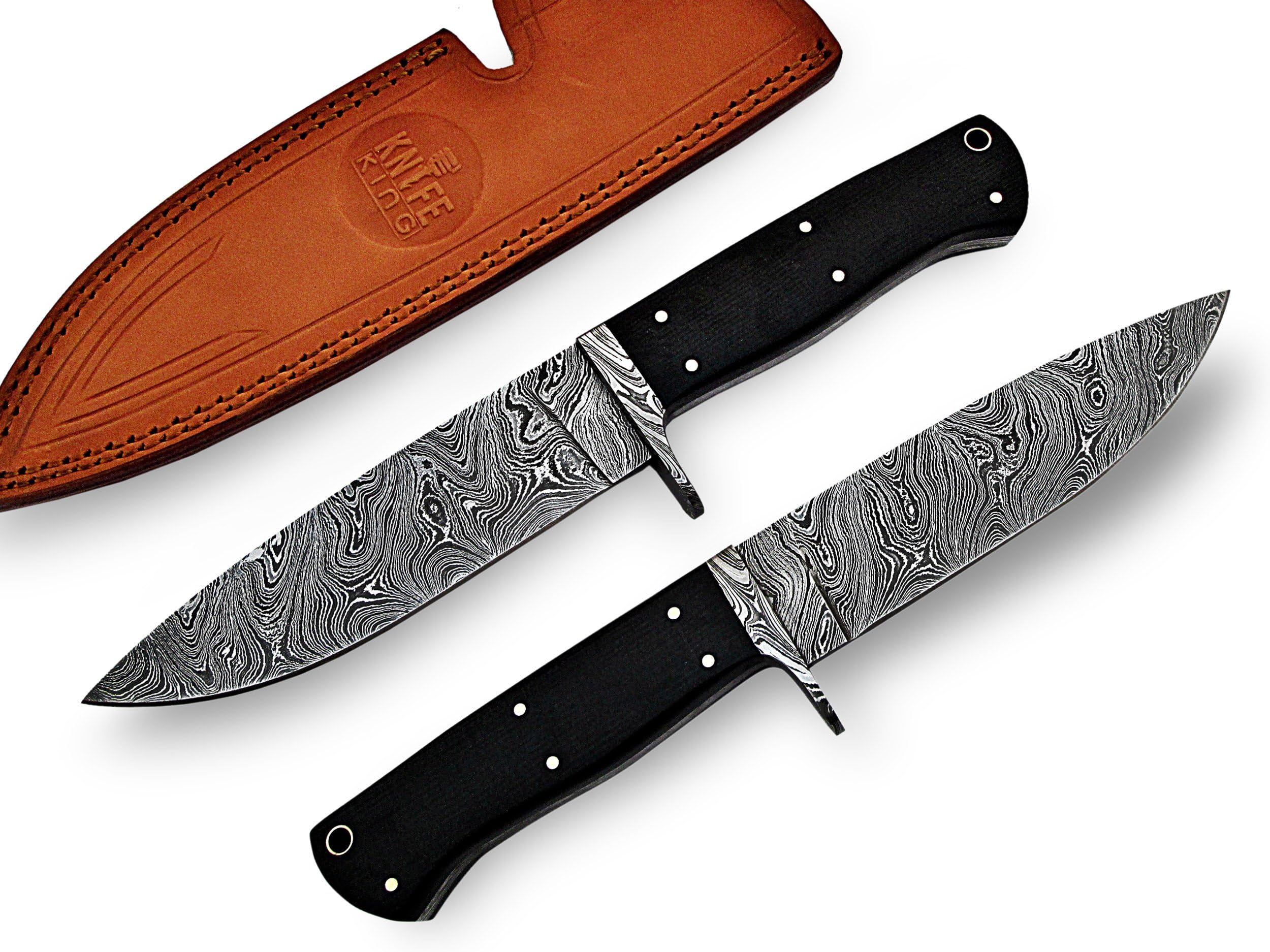 Knife King Premium "Custom Damascus Handmade Hunting Knife. with Leather Sheath