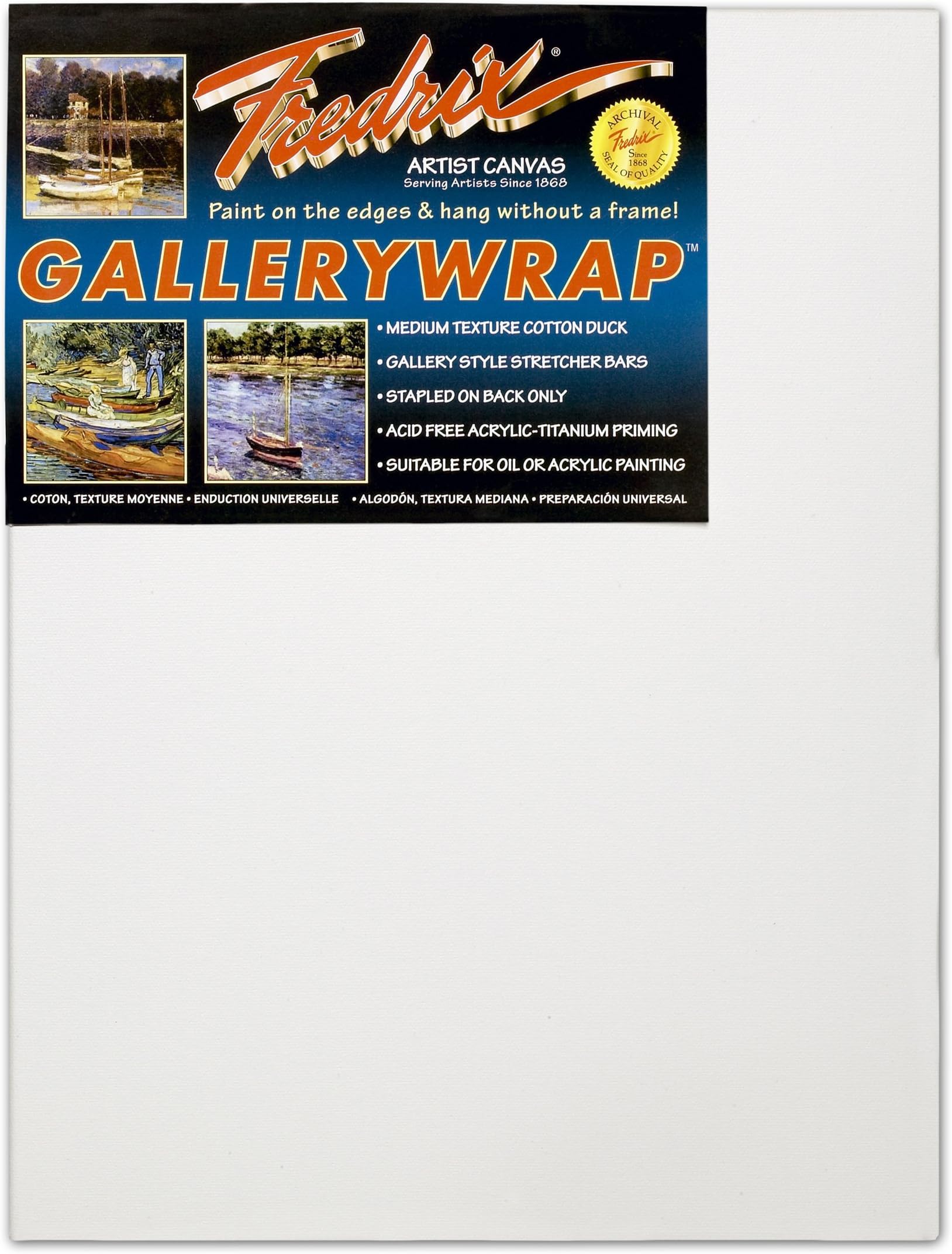 Fredrix50770 Gallery Wrap Stretched Canvas, 12 by 12-Inch
