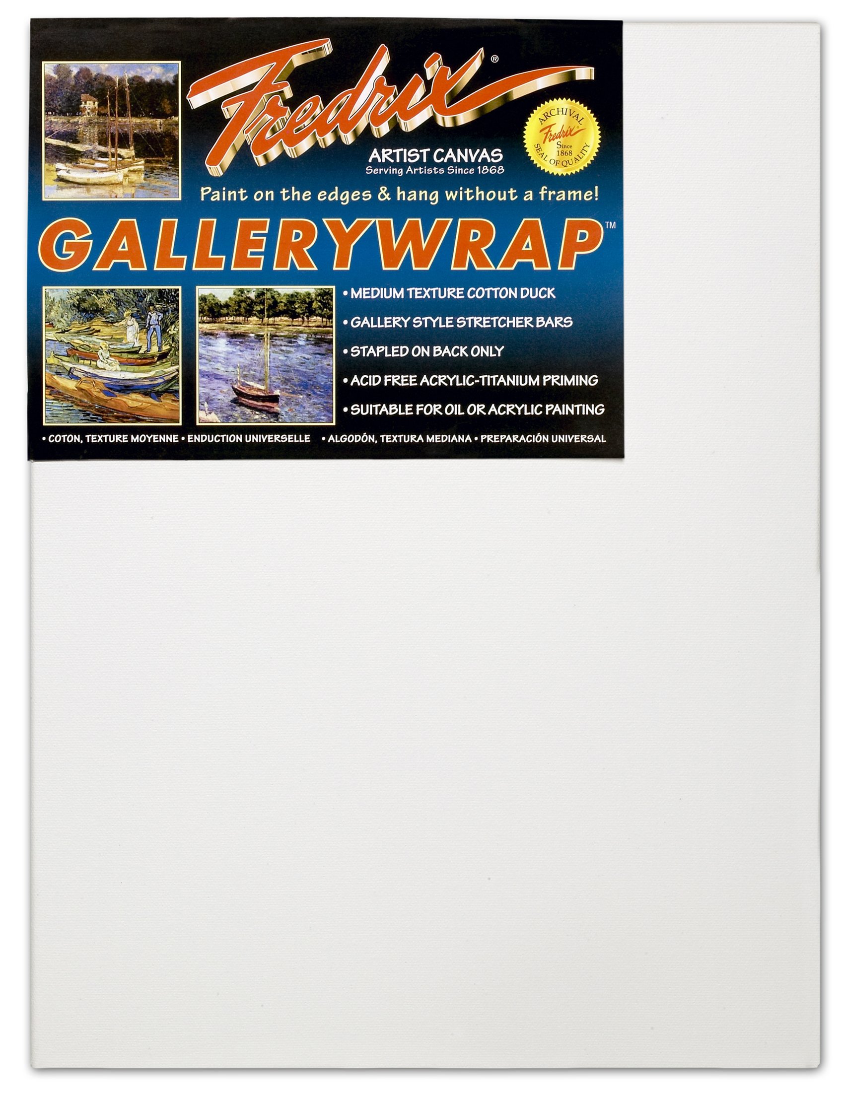 Fredrix50770 Gallery Wrap Stretched Canvas, 12 by 12-Inch