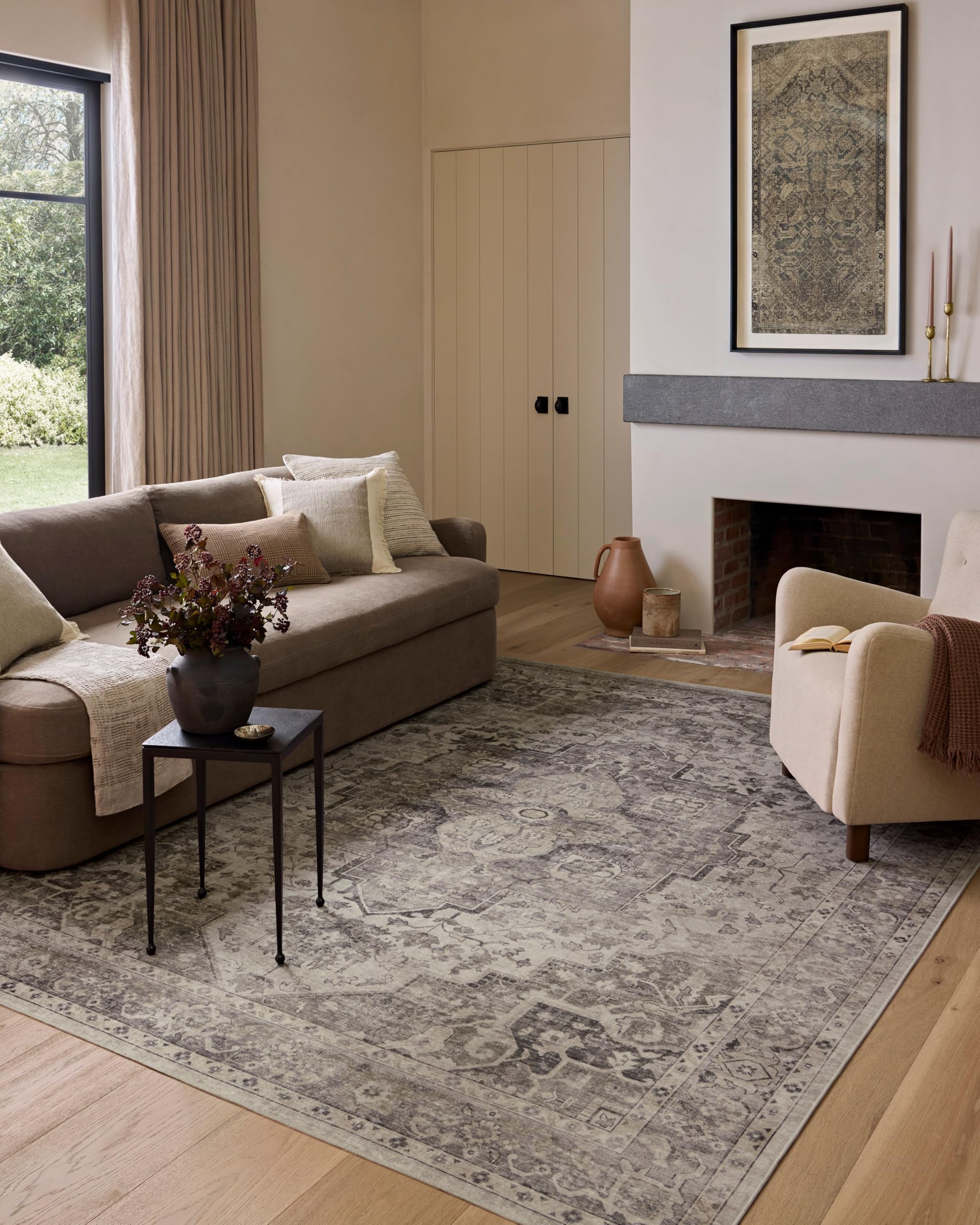 Photo 1 of Loloi Amber Lewis Josie Collection JOS-03 Silver/Natural 6'-0" x 9'-0", .13" Pile Height, Low Profile, Machine Washable, Area Rug