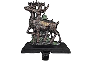 Lulu Decor, Cast Iron 1 Reindeer Stocking Holder, Solid, Beautiful, Available in Holiday Colors, Perfect for Housewarming Gift, Holiday, Stocking Hanger (1 Deer)