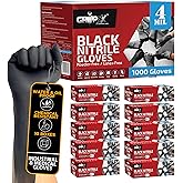 London Labs Black Nitrile Gloves Disposable Latex Free & Powder Free, 4 Mil Rubber Glove, Cleaning, Cooking, Mechanic(XS-XXL)