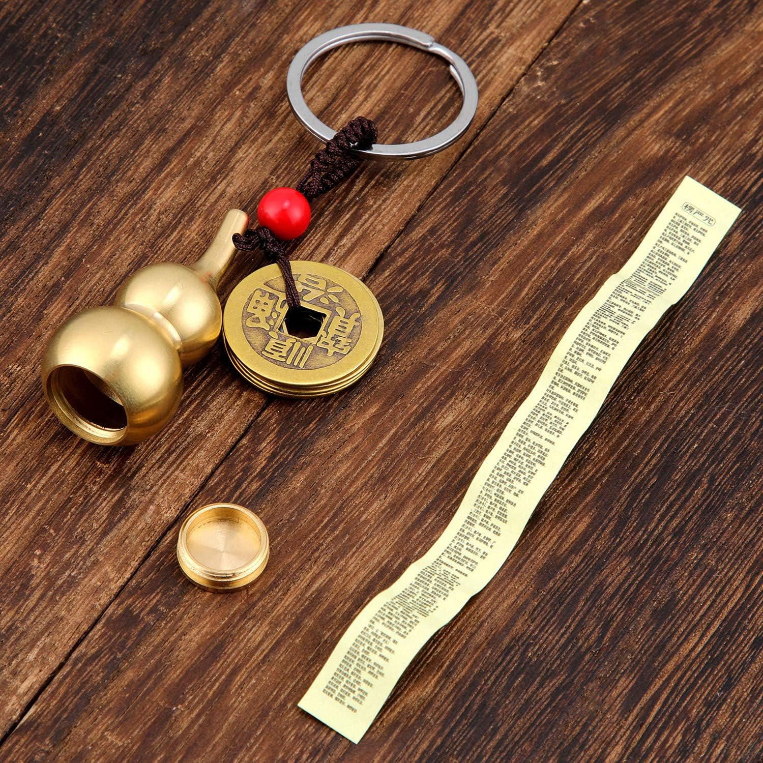 Hotop 3 Pcs Chinese Gourd Feng Shui Brass Wu Lou Keychains with five Coins Calabash Pendant Key Rings for Good Luck Fortune Longevity Wealth Success to Friends Families Lovers - Image 5