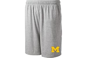 J2 Sport Grey Collegiate Shorts with Pocket, Officially Licensed Cotton Poly Blend Jersey Short