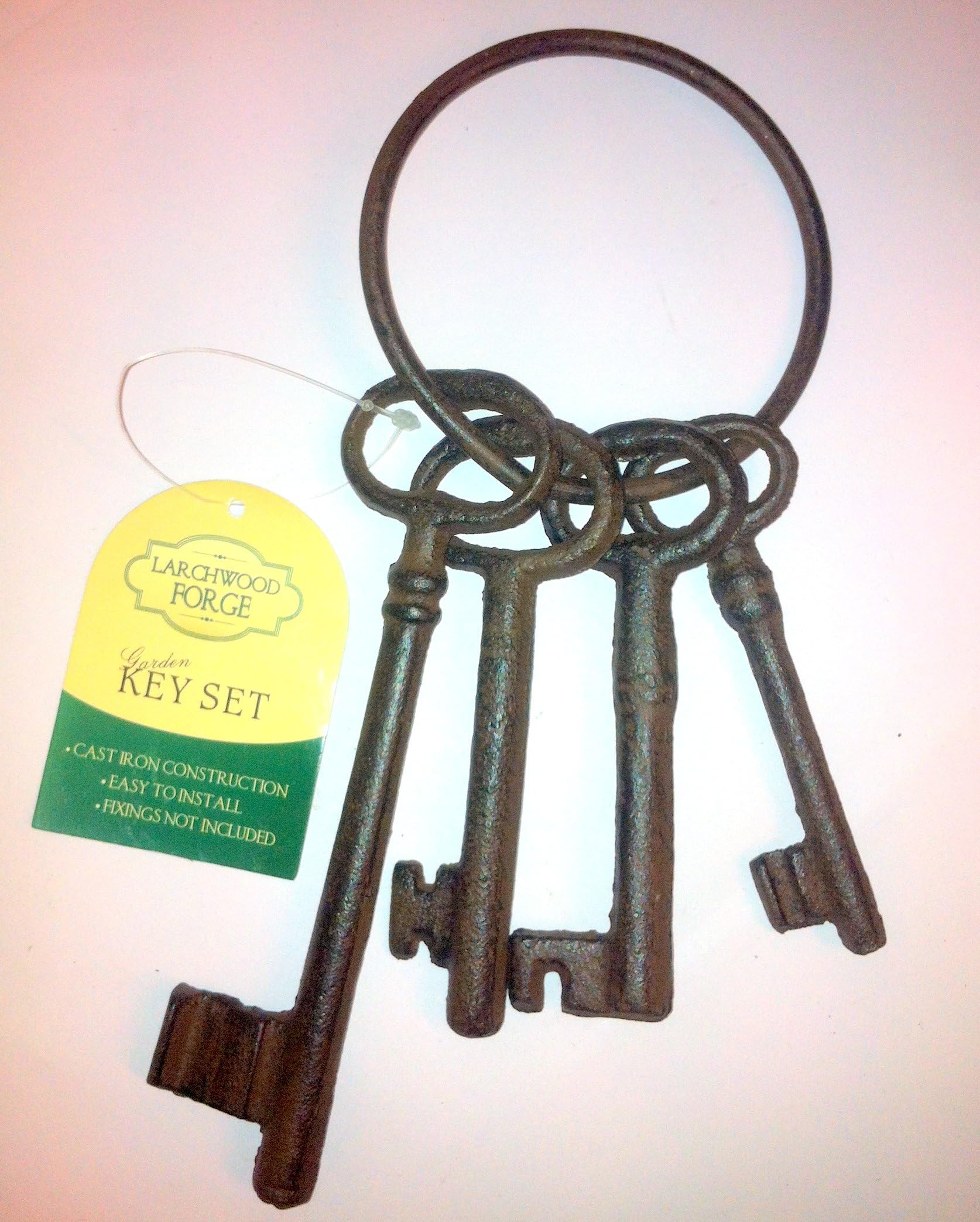 Larchwood Forge LARGE GARDEN CAST IRON SET OF KEYS. CELTIC DESIGN. RUSTIC ORNATE CHIC METAL.