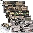 Canvas Tool Pouch Zipper Bag - 5 Pack Heavy Duty Utility Camo Bags with Carabiner, Multi-Purpose Storage Organizer Clip on Tote Pouches 12.5 x 7-Inch