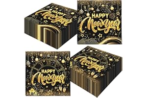 PYMUROD 40pcs Happy New Year Napkins 2026, New Years Paper Napkins, New Year's Eve Dinner Napkin for New Years Table Decor Party Supplies