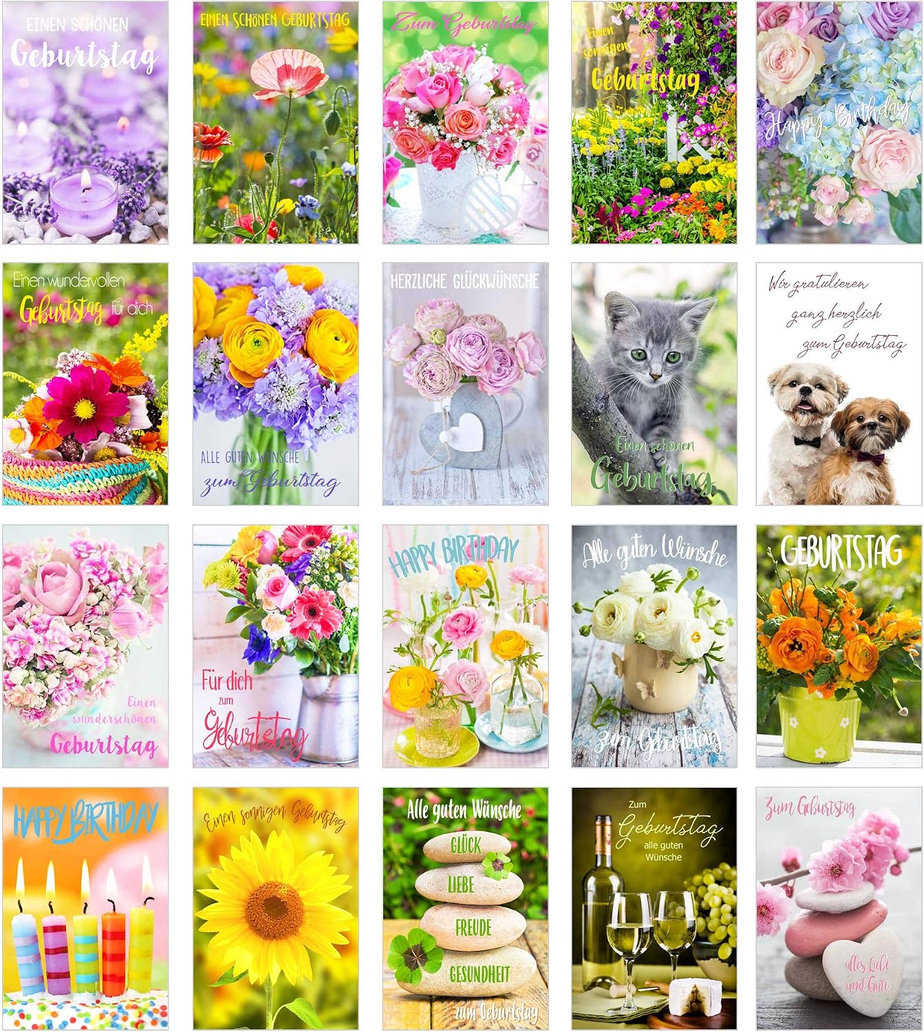 Edition Seidel Set of 20 Exclusive Premium Birthday Cards with Envelope Greeting Card Birthday Card Man Woman Cards Happy Birthday Billet Sayings