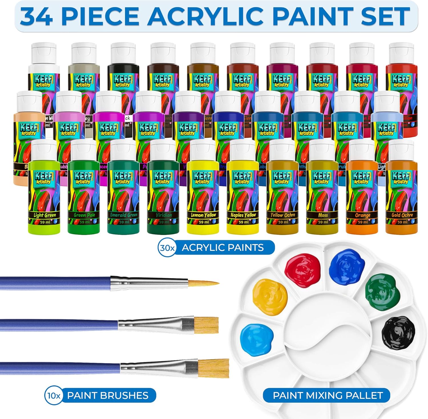 Acrylic Paint, Acrylic Paint Set, 30 Colors Paint Set. Painting Supplies, Great art supplies for acrylic paints. glass paint, outdoor acrylic paint, wood paint, rock paint, paint for glass.: Home Improvement