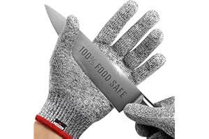 NoCry Premium Cut Resistant Gloves Food Grade for Kitchen — Superior Comfort and Dexterity; Level 5 Protection; Ambidextrous; Machine Washable; Lightweight — Perfect Cutting Gloves or Mandolin Glove