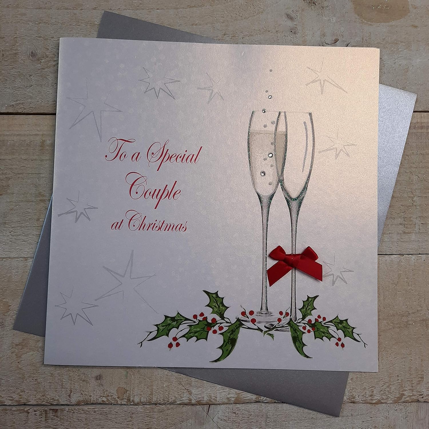 white cotton cards XC10 To a Special Couple At Christmas Handmade Large Christmas Card, White, 22cm x 22cm