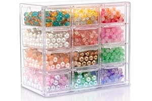 JOYMOMO Bead Storage Organizer Box with 12 Grids Clear Plastic Bead Storage Organizer (Beads Are Not Included)