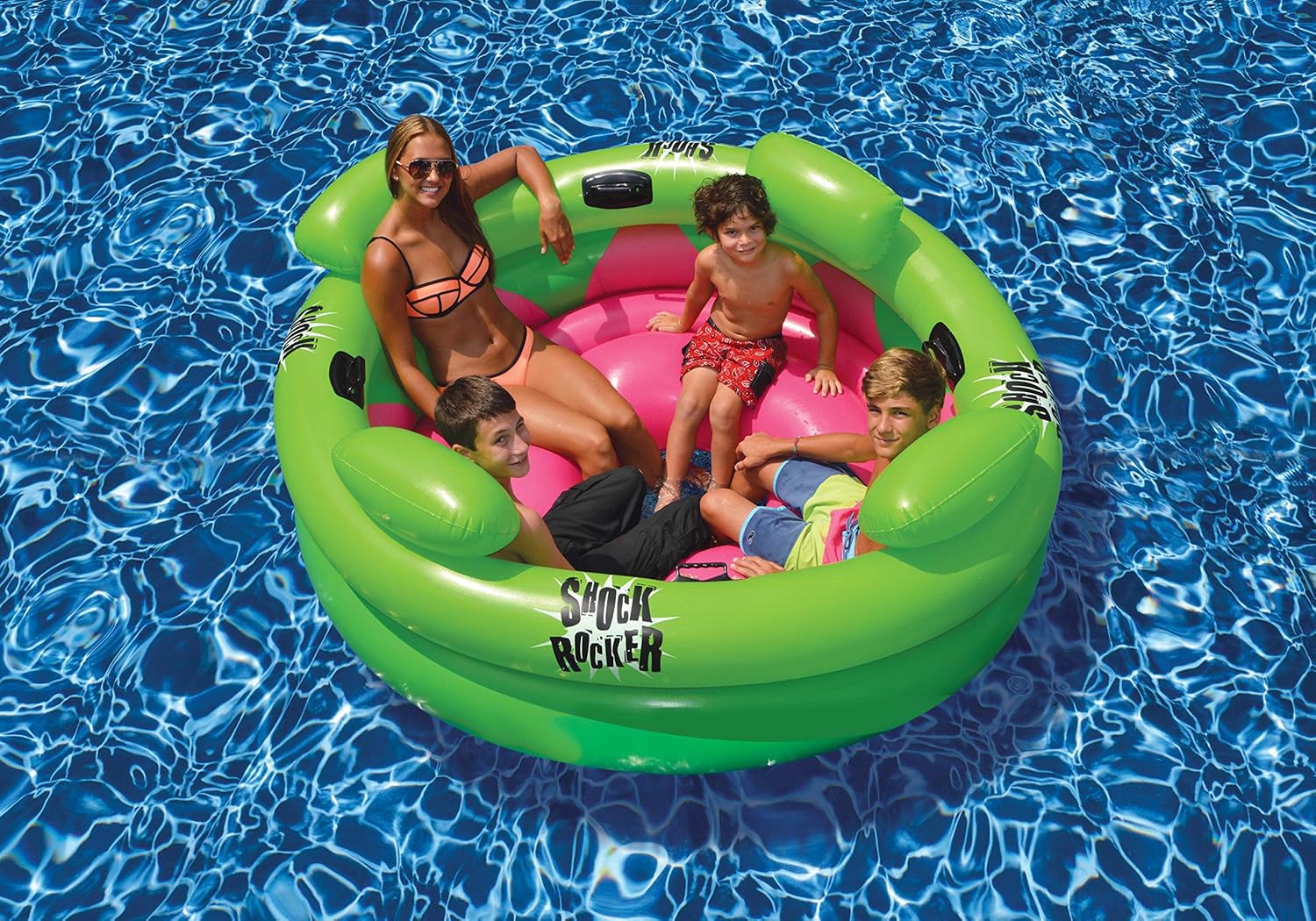 Inflatable Swimming Pool Shock Rocker; Pool Lake Beach 4 Person Float