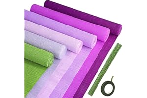 Gersoniel 57 Pcs Crepe Paper Flower DIY Kits 6 Rolls 35g Papel Crepe Sheets 50 Pcs Floral Iron Wire 10 Inch x 8 Feet 1 Roll 5