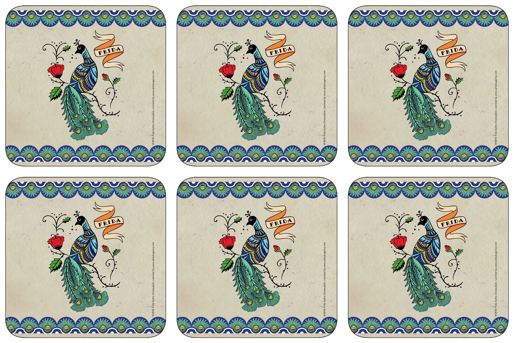 Castle Melamine - Peacock Coasters - Set of 6