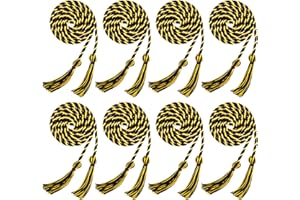 Trounistro 8 Pieces Graduation Cords Yarn Honor Cords with Tassel for College Graduation Students (Black with Yellow)