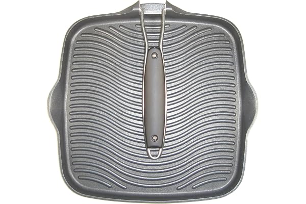 Starfrit Die-Cast Aluminum Nonstick 10-Inch Square Grill Pan with Foldable Handle