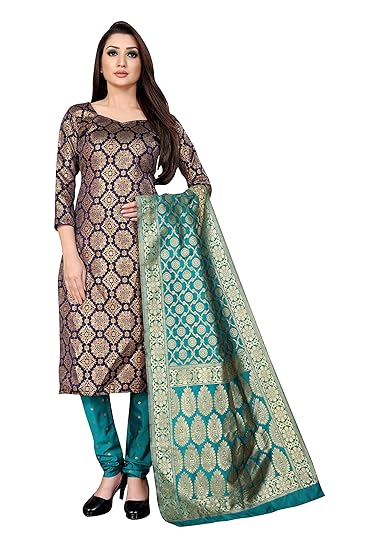 Anand Jacquard Silk Woven Salwar Suit Dress Material for Women