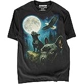 French Bulldog Dog Mom & Frenchie Dad Black Tshirt - Elegant Nature Moonlit Night Painting for Frenchies Pet Owners