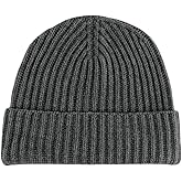 Shorts of Hawick Men's Ribbed 100% Cashmere Beanie Hat - Dark Gray - Made in Scotland by Love Cashmere