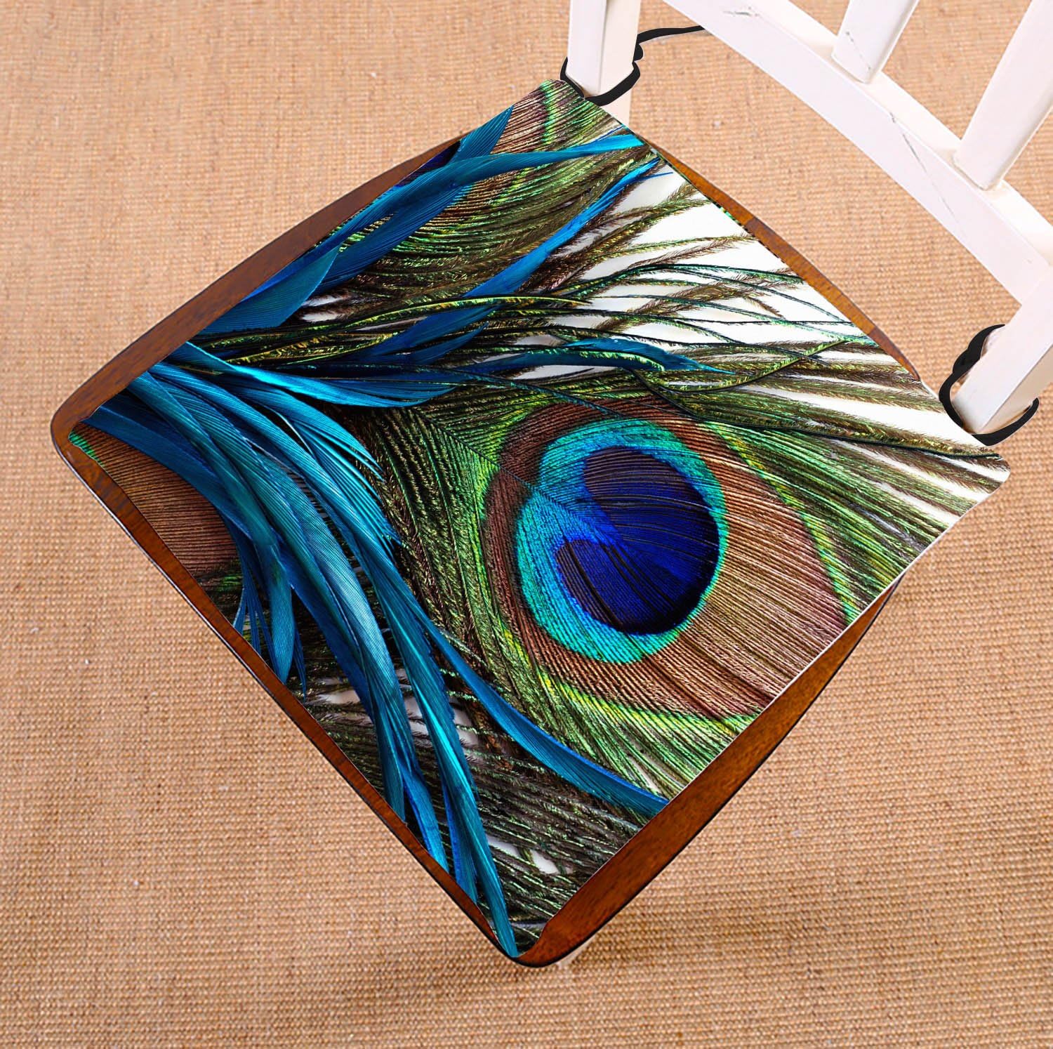 Custom Peacock Chair Cushion,Peacock Seat Cushion Chair Cushion Floor Cushion Size 20x20 inch
