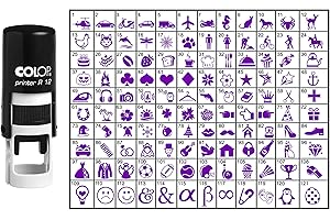 Choose Your Personalized Icon Round Rubber Stamp Self Inking COLOP Mini Stamper 12 mm-Violet Ink