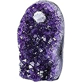 Premium Amethyst Geode Stone Cluster [1 to 1.5 lb.] - Each Piece is Unique & Natural - Real Raw Healing Crystal Rock from Uruguay - Deep Purple Decoration - FREE Selenite Wand
