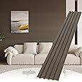 POHARE WPC Slat Wall Paneling, 8-Pack 3D WPC Wood Wall Panels, Acoustic Wall Panels for Interior Wall Decor, Living Room, Bedroom, Grey, 95 x 6 in