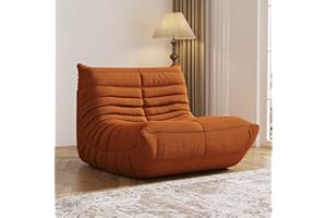 SYFERLORY Bean Bag Chair, Fireside Chair, Large Bean Bag Chair for Adults, Bean Bag Chairs for Teens with High-Resilience Foam, Non-Slip Base Floor Lounge Sofa,Living Room (Orange, Single)