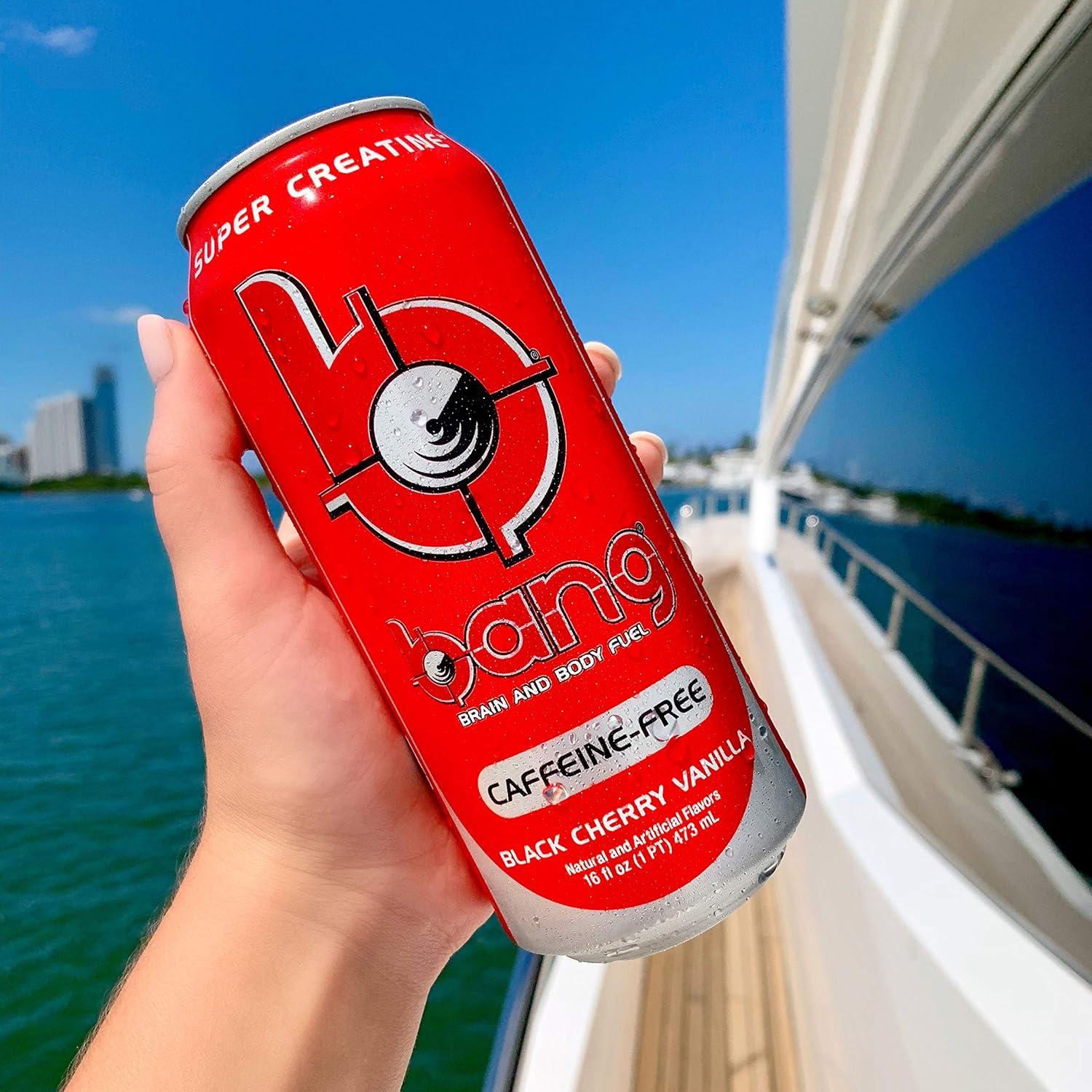 Bang Caffeine Free Black Cherry Vanilla Energy Drink, 0 Calories, Sugar Free with Super Creatine, 16oz, 12 Count : Grocery & Gourmet Food
