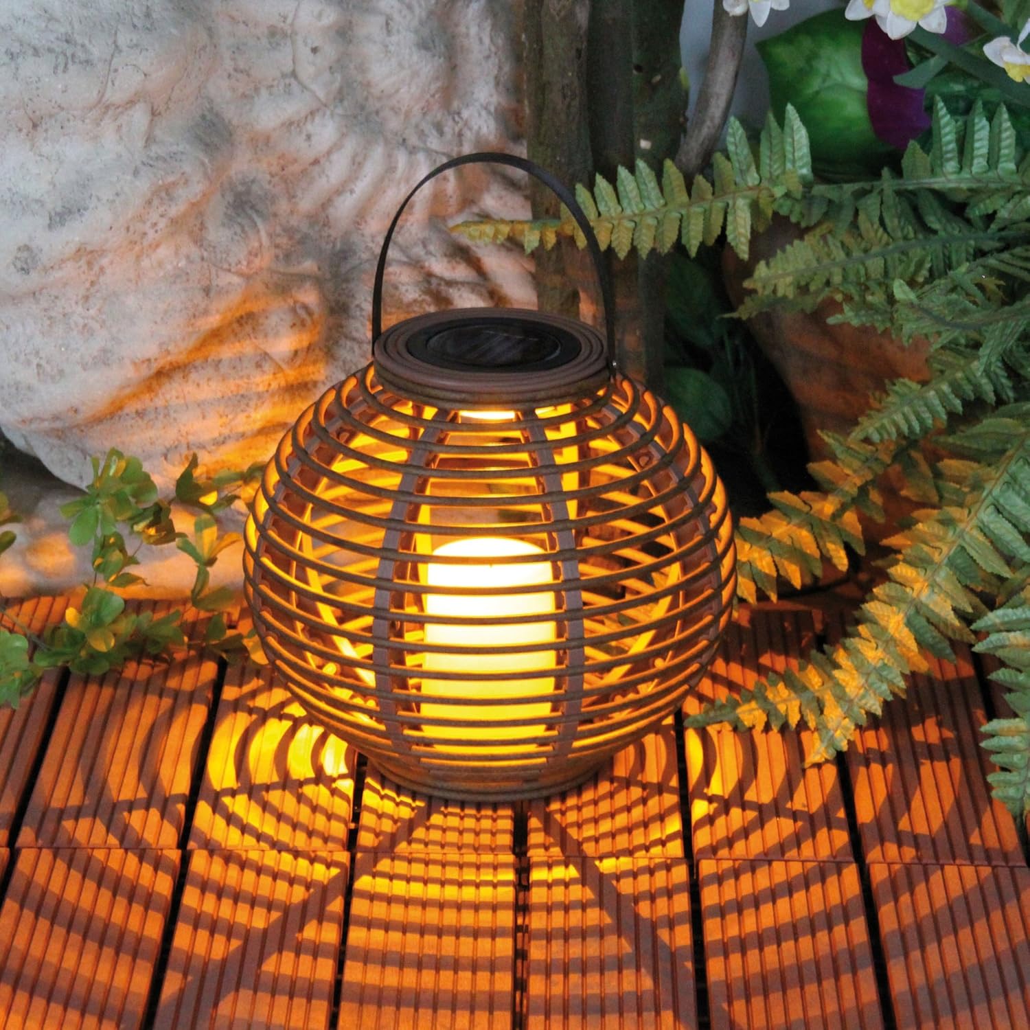Solar LED Rattan Lantern 0855RO Amazon.co.uk Lighting